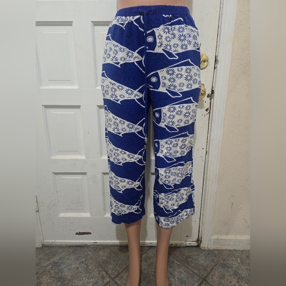 Rose & Olive Blue and White Resort Pants